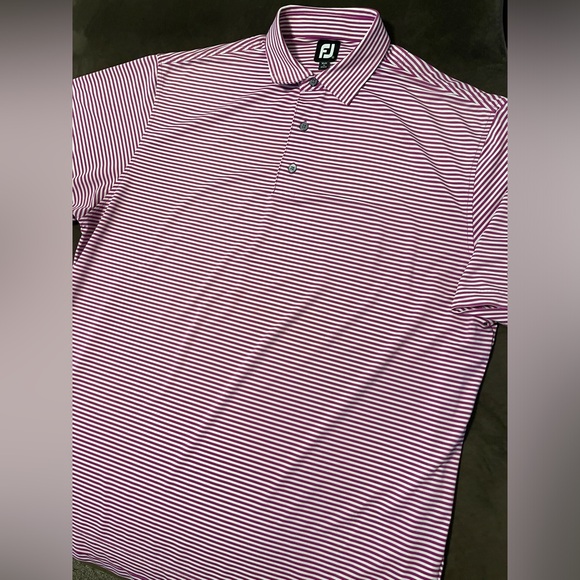 Footjoy Performance Purple Striped Short Sleeve Golf Polo Dennis Pines GC XL - Picture 2 of 7